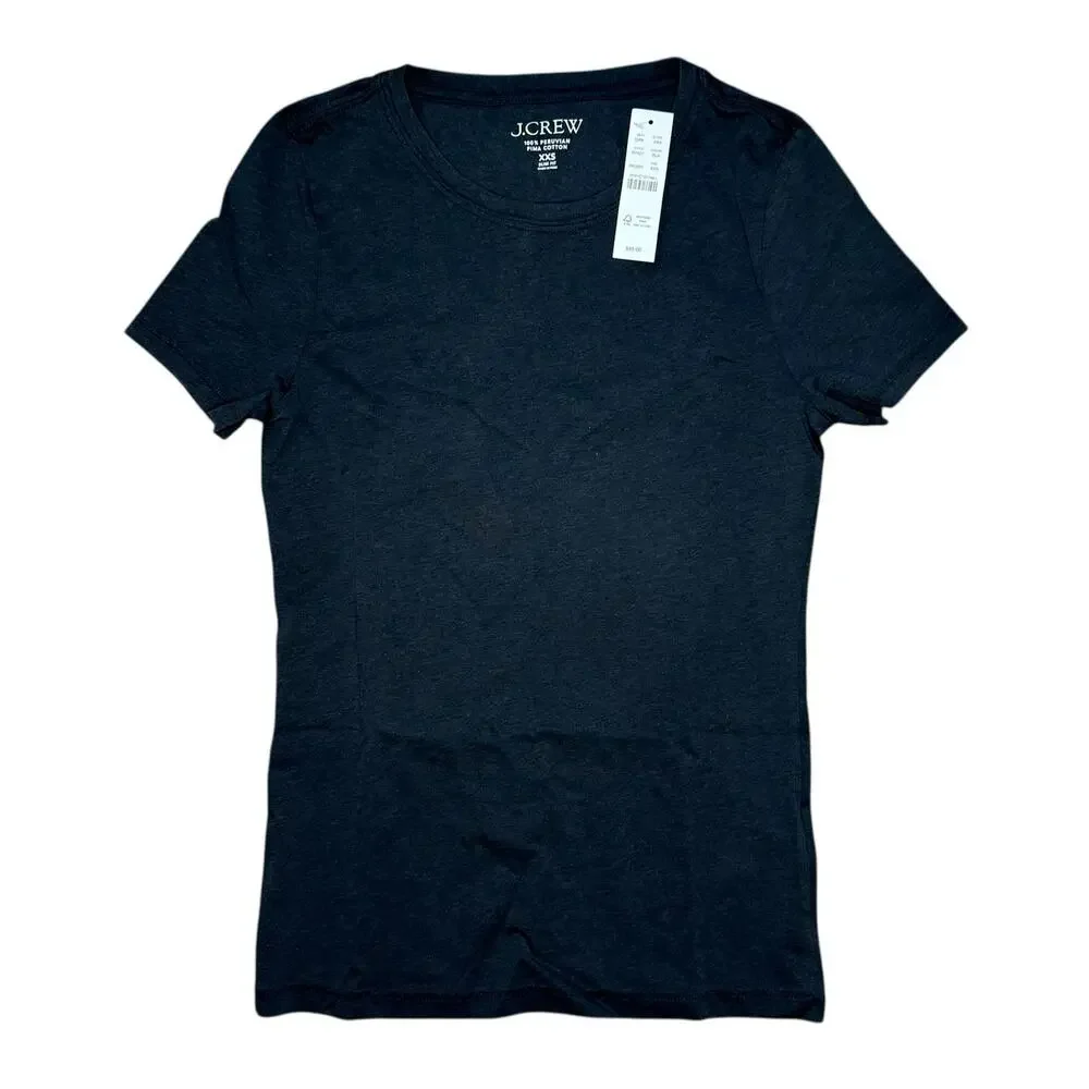 NWT J. Crew 100% Peruvian Pima Cotton Slim-Fit Black T-shirt Women’s XXS